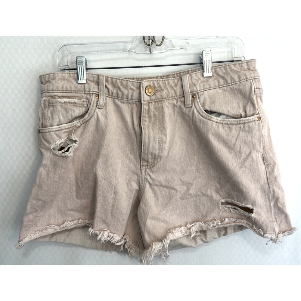 Kut from the Kloth Jeans Shorts 8 High Rise Tan Khaki Distressed